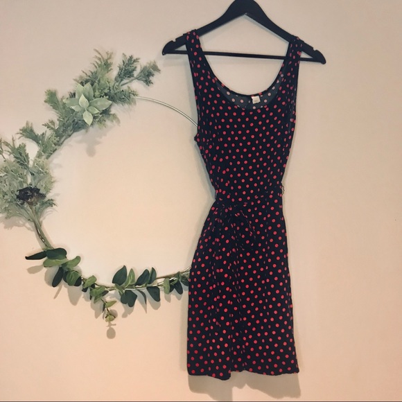 Hot Pink Retro Style Polka Dot Dress w/ waist tie - Picture 3 of 5